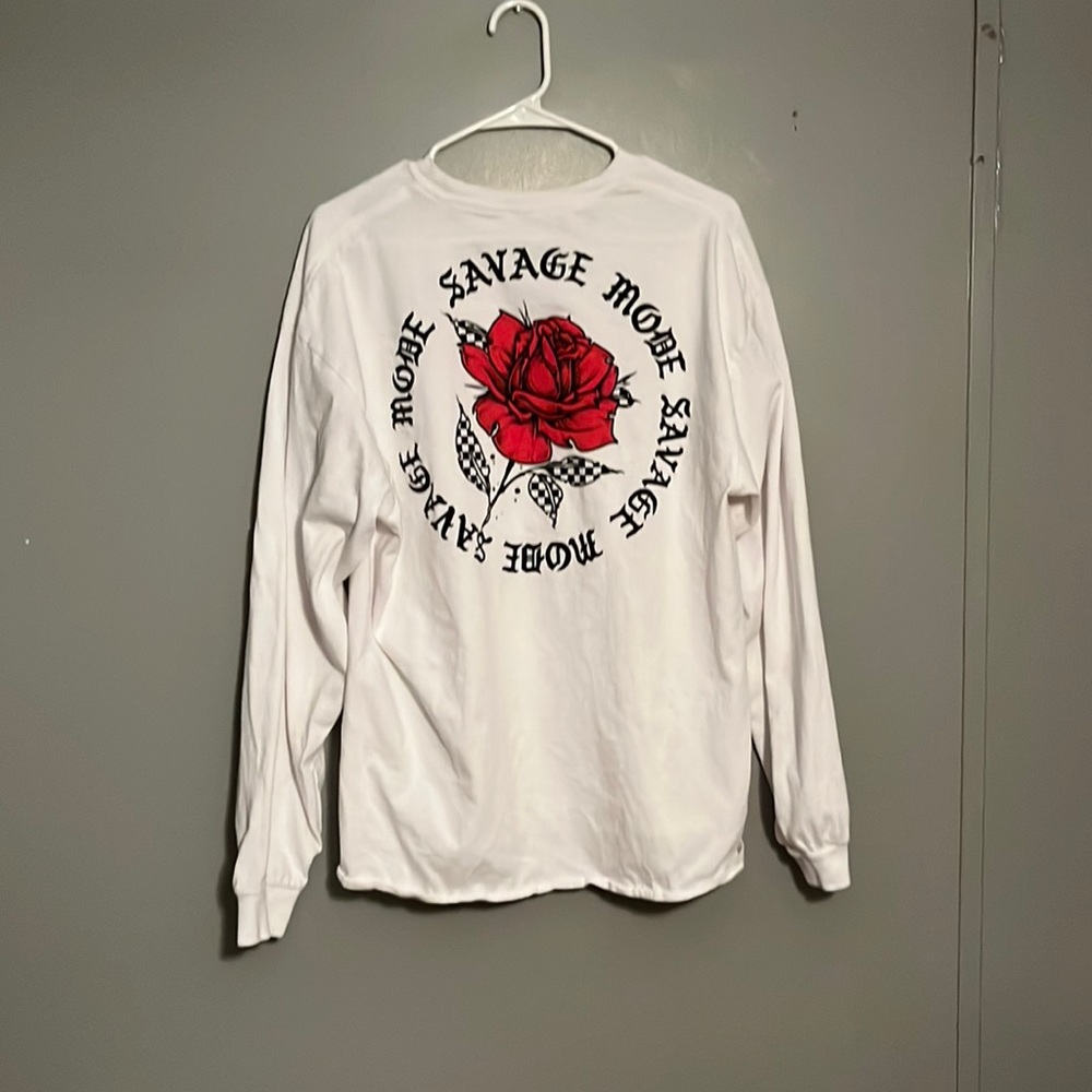 Rose checker border long sleeve shirt